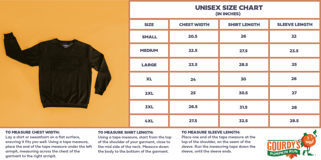 2025 Crewneck Sweater Size Chart